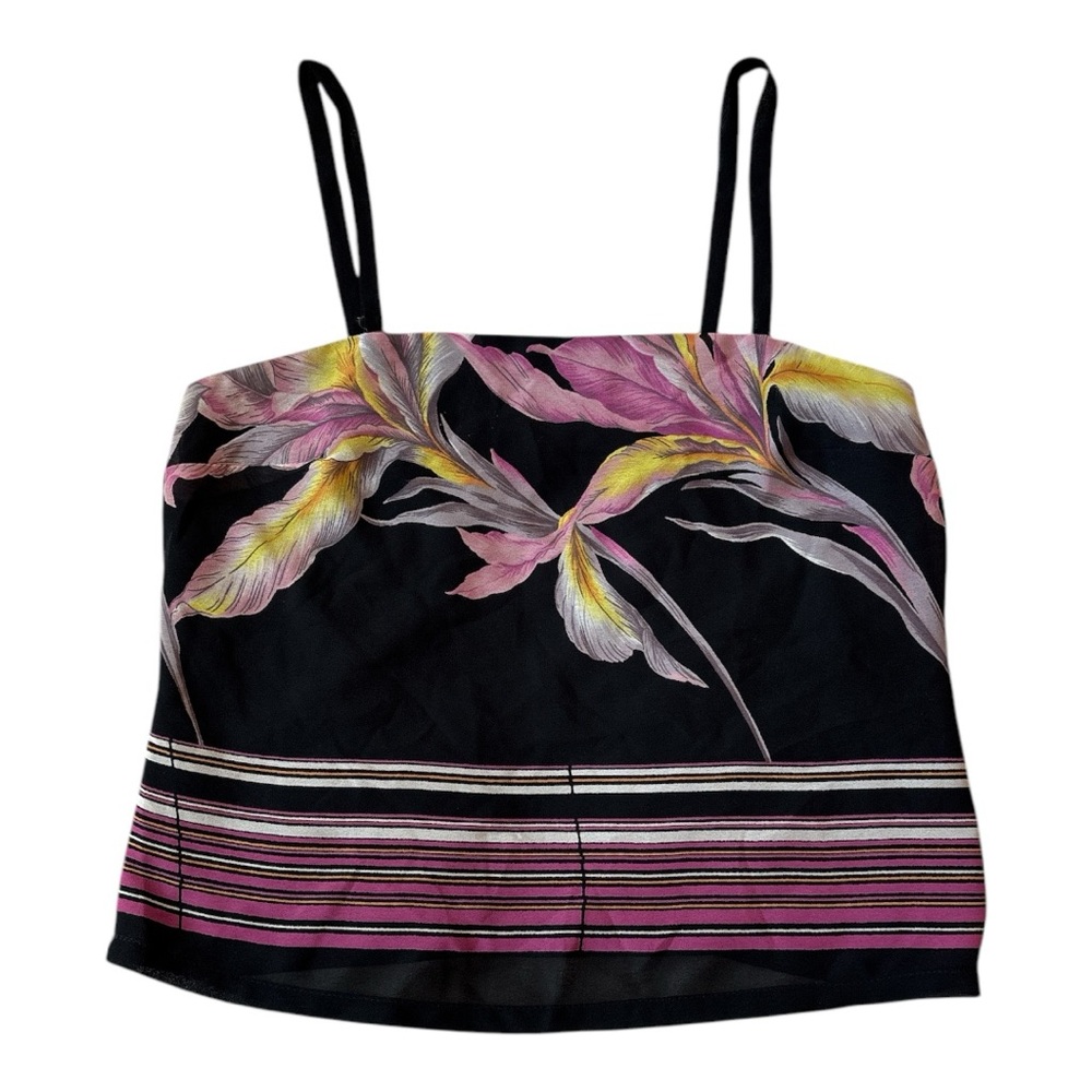 Pink and Yellow Crop Camisole with Spaghetti Straps